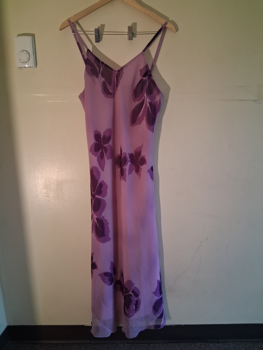 Elegant Lavender Slip Dress with Floral Print